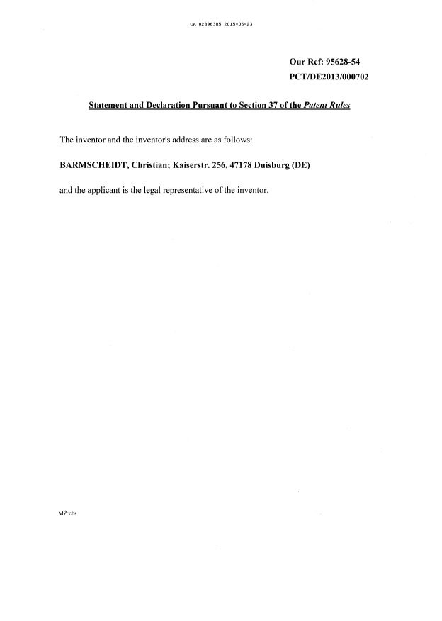 Document de brevet canadien 2896385. Demande d'entrée en phase nationale 20150623. Image 3 de 3