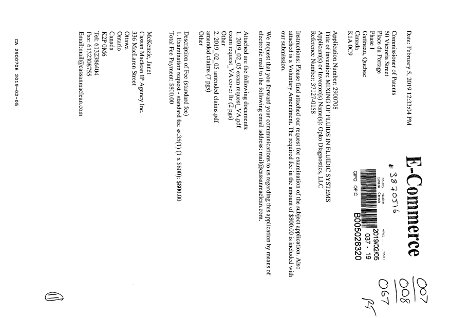 Document de brevet canadien 2900708. Modification 20190205. Image 1 de 11