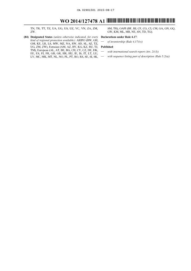 Document de brevet canadien 2901501. Abrégé 20150817. Image 2 de 2