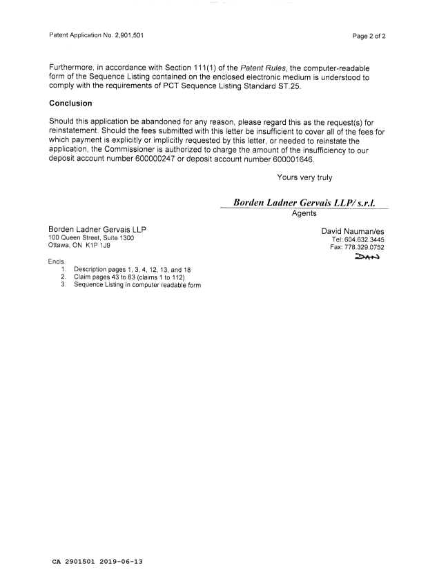 Canadian Patent Document 2901501. Amendment 20190613. Image 2 of 29