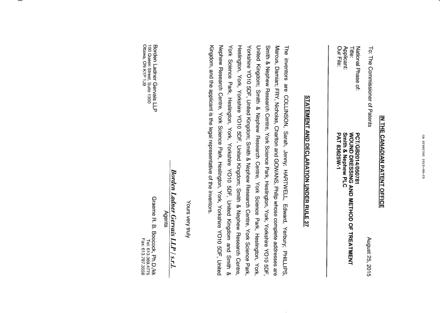 Document de brevet canadien 2902392. Demande d'entrée en phase nationale 20141225. Image 5 de 5