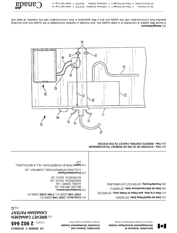 Canadian Patent Document 2902645. Cover Page 20180516. Image 1 of 2