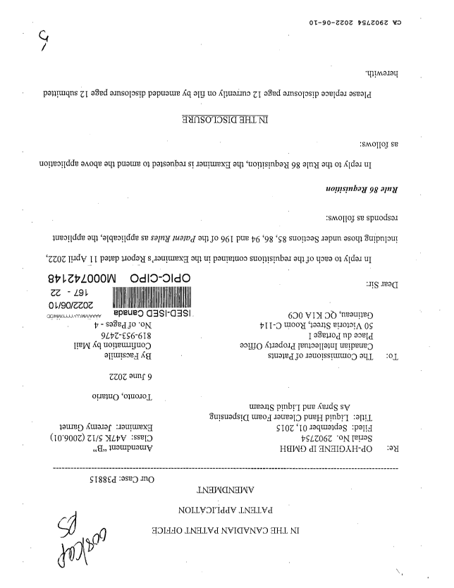 Canadian Patent Document 2902754. Amendment 20220610. Image 1 of 4