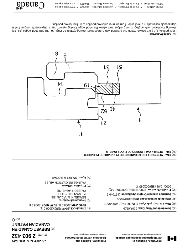 Canadian Patent Document 2903432. Cover Page 20180910. Image 1 of 1