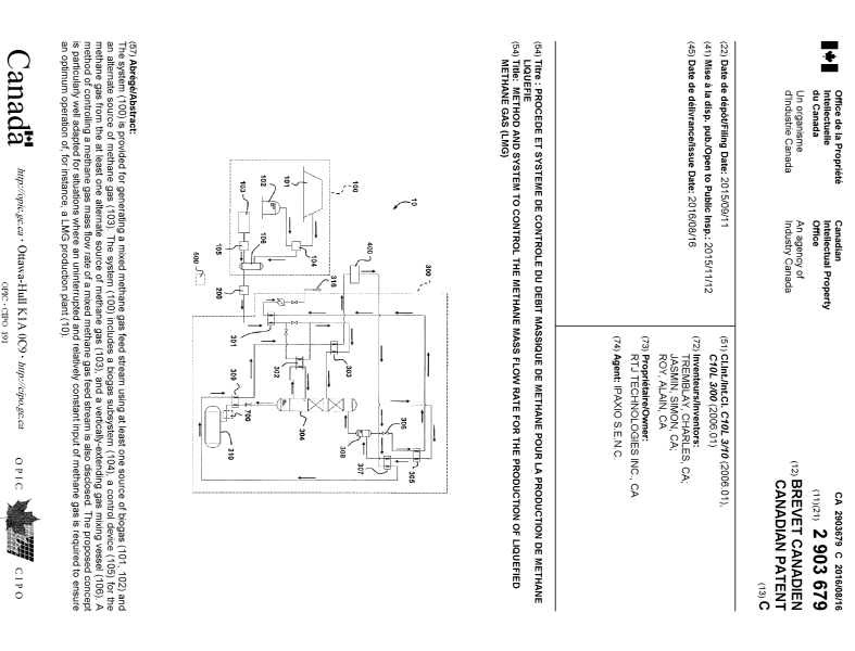 Document de brevet canadien 2903679. Page couverture 20151213. Image 1 de 1