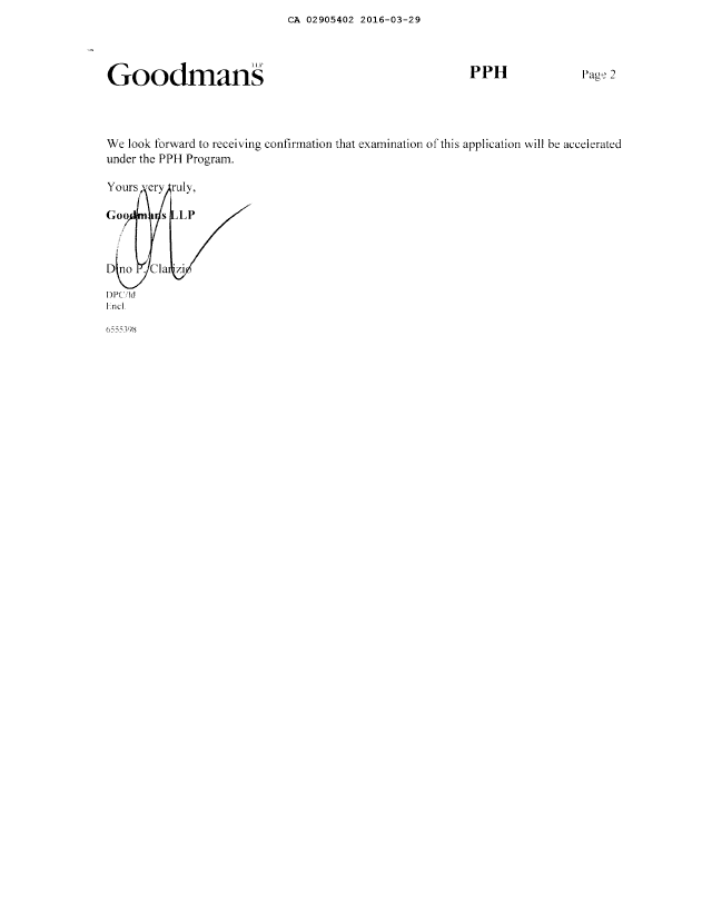 Document de brevet canadien 2905402. Correspondance de la poursuite 20160329. Image 2 de 10