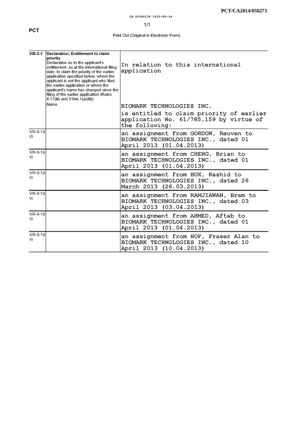 Document de brevet canadien 2906236. Déclaration 20150914. Image 1 de 3
