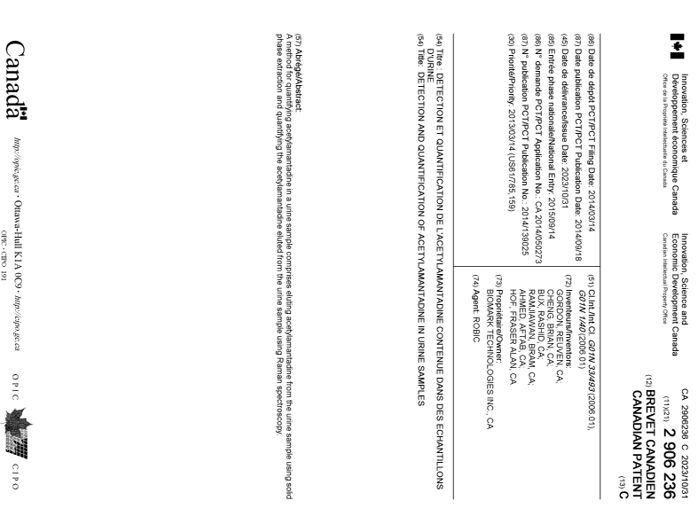 Document de brevet canadien 2906236. Page couverture 20231013. Image 1 de 1