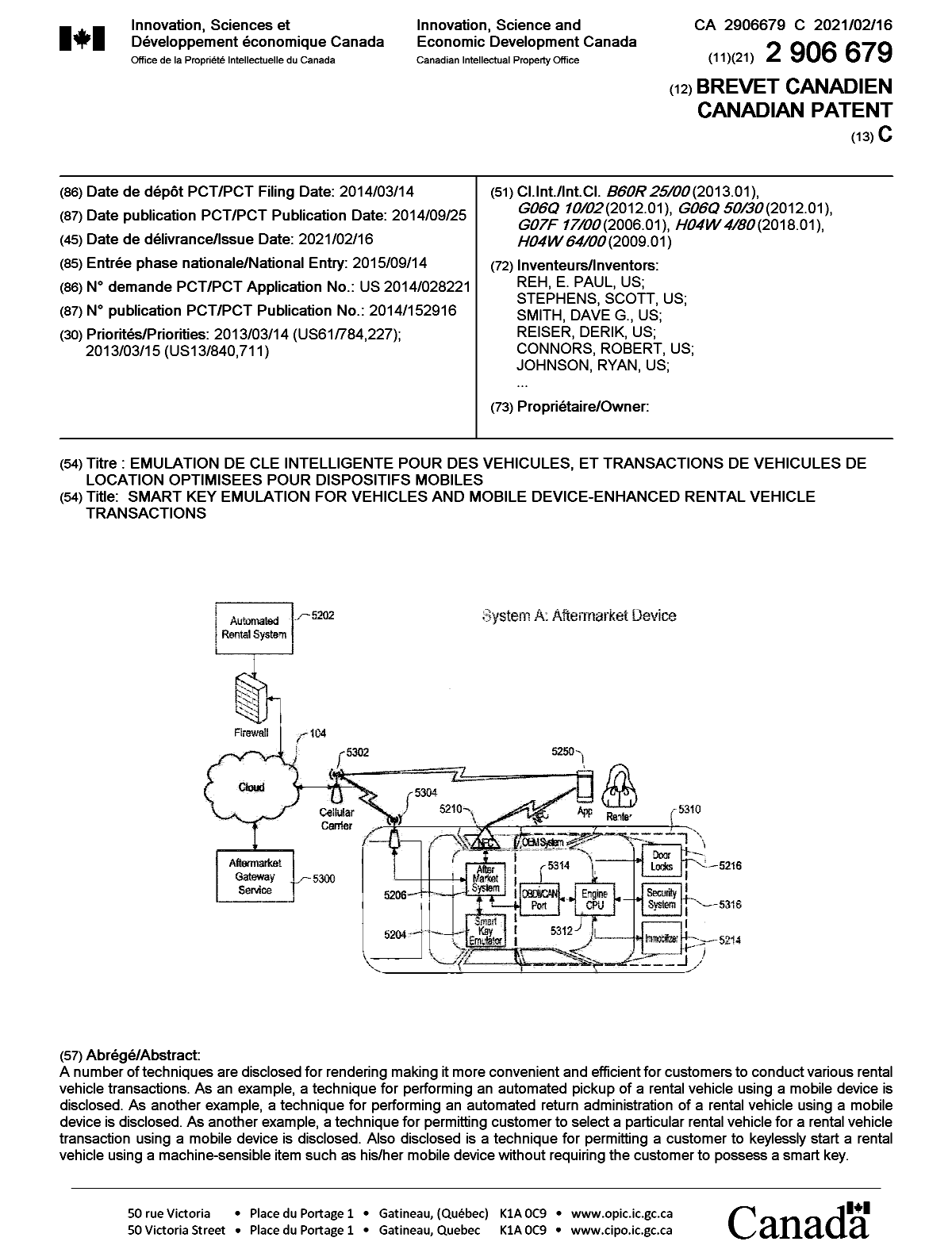 Document de brevet canadien 2906679. Page couverture 20210122. Image 1 de 2
