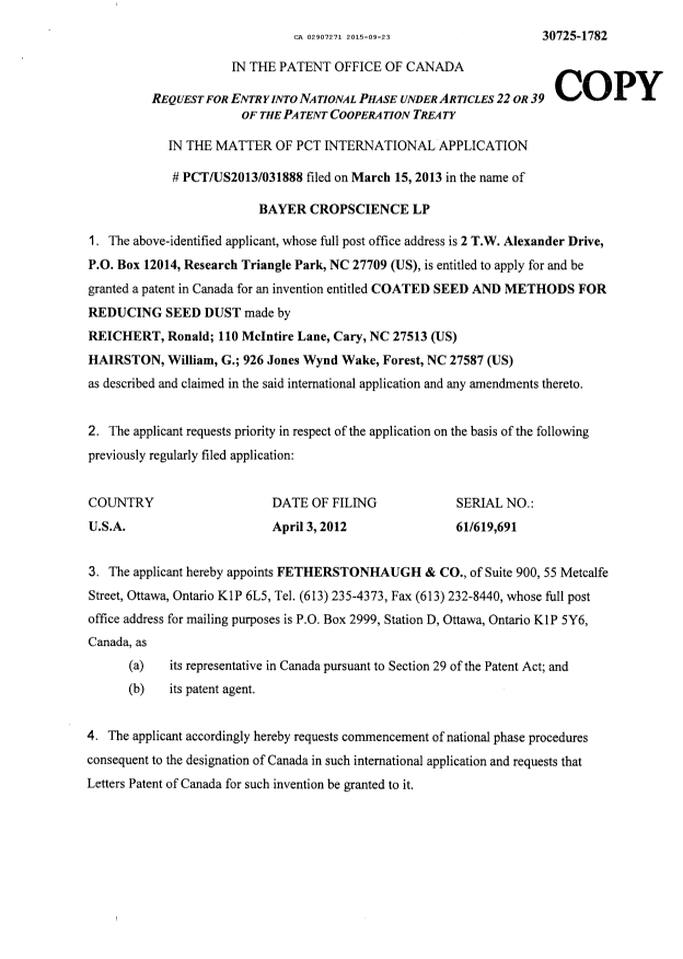 Document de brevet canadien 2907271. Correspondance 20141223. Image 5 de 6