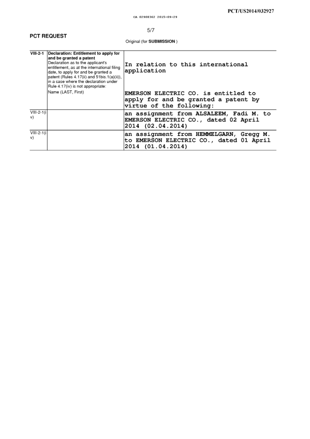 Document de brevet canadien 2908362. Cession 20150929. Image 2 de 2
