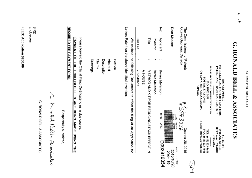 Document de brevet canadien 2909758. Nouvelle demande 20141220. Image 1 de 2