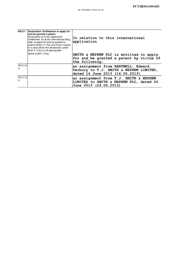 Canadian Patent Document 2910854. Declaration 20151028. Image 2 of 2