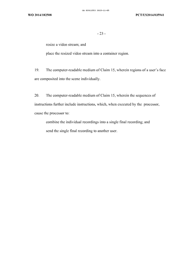 Document de brevet canadien 2911553. Revendications 20141205. Image 4 de 4