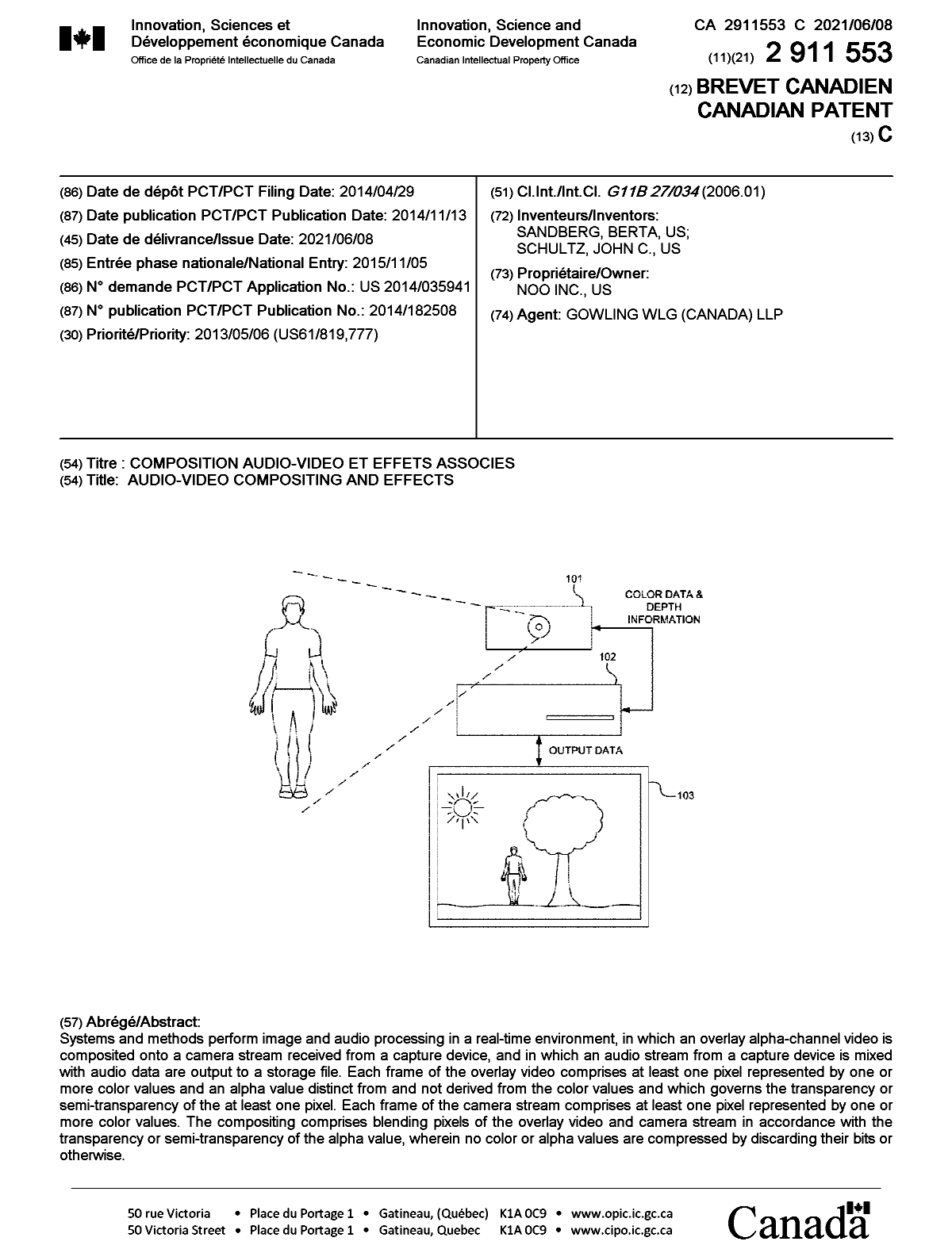 Document de brevet canadien 2911553. Page couverture 20210520. Image 1 de 1