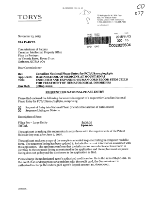 Document de brevet canadien 2912688. Demande d'entrée en phase nationale 20151113. Image 1 de 3