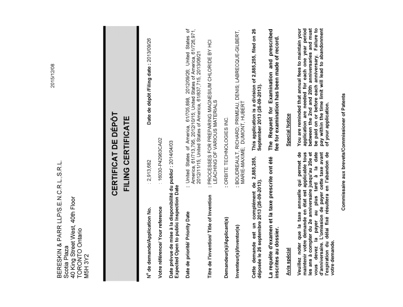 Canadian Patent Document 2913682. Correspondence 20141208. Image 1 of 1