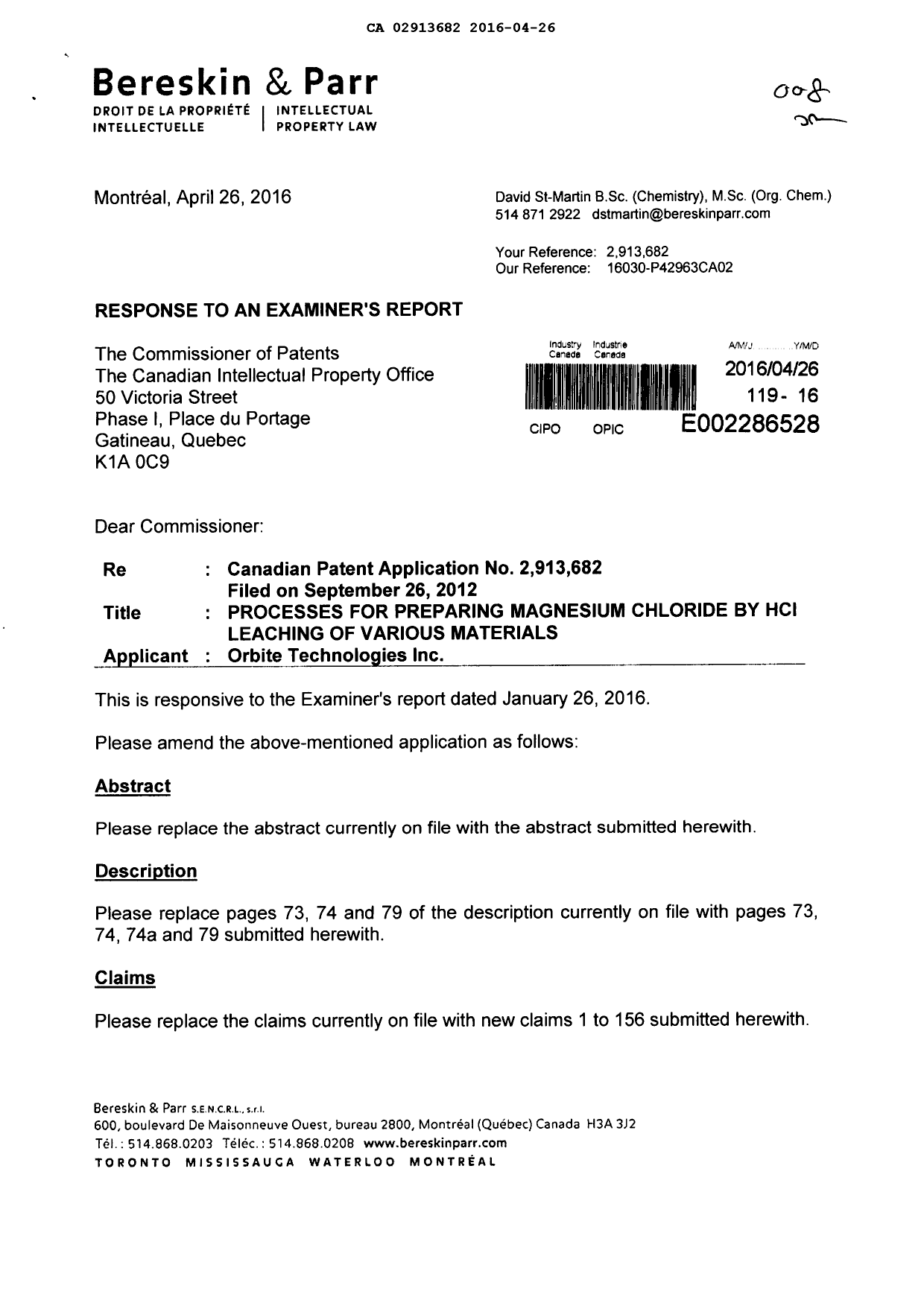 Document de brevet canadien 2913682. Poursuite-Amendment 20151226. Image 1 de 39