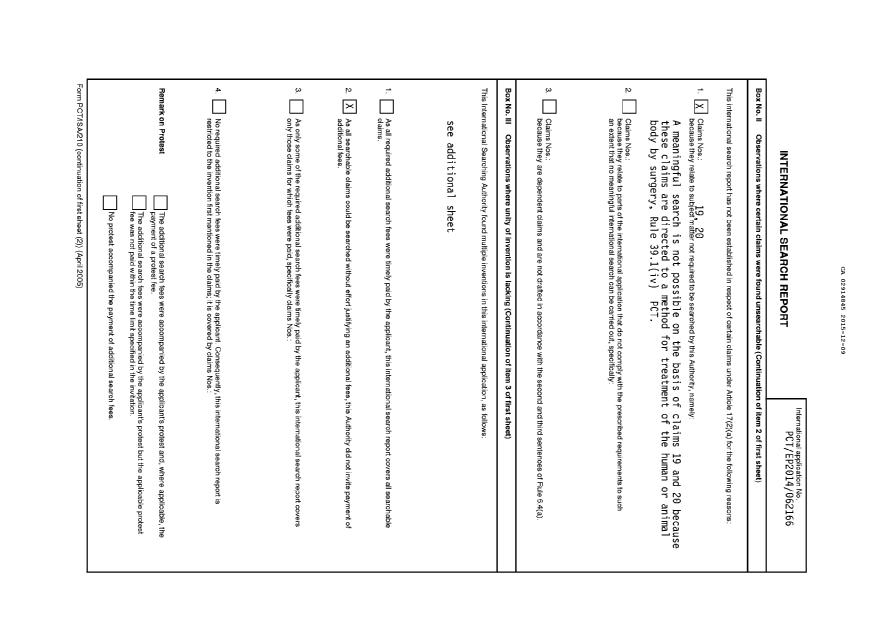 Document de brevet canadien 2914845. Rapport de recherche internationale 20151209. Image 1 de 4