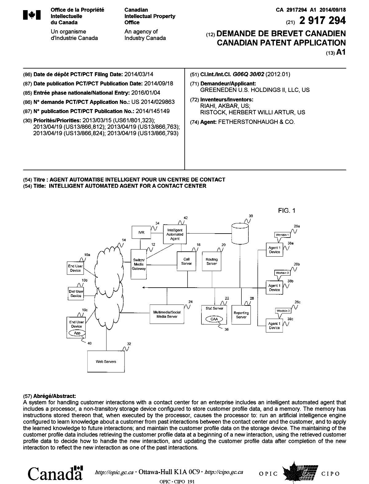 Document de brevet canadien 2917294. Page couverture 20160226. Image 1 de 1