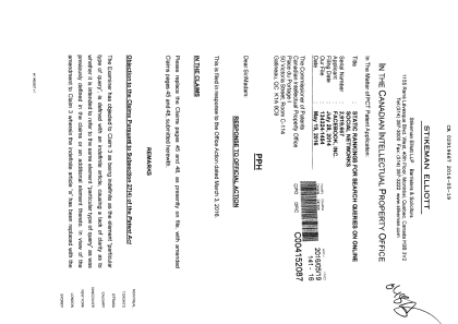 Document de brevet canadien 2919667. Poursuite-Amendment 20151219. Image 1 de 4