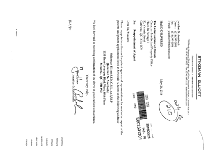 Document de brevet canadien 2919667. Correspondance 20151226. Image 1 de 16