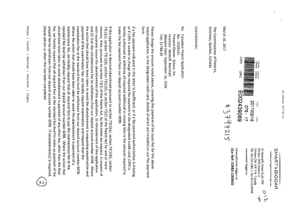 Document de brevet canadien 2920141. Correspondance 20161216. Image 1 de 2