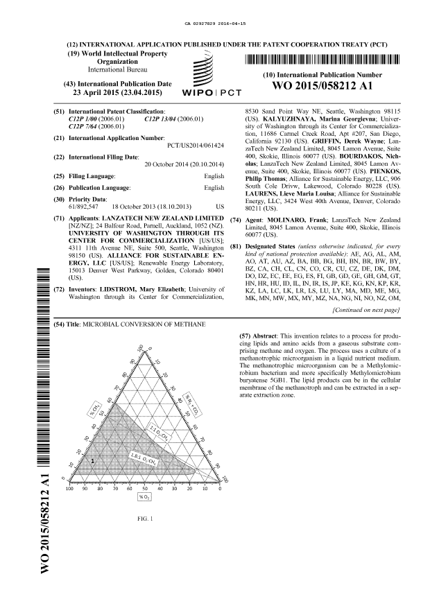 Document de brevet canadien 2927829. Abrégé 20151215. Image 1 de 2