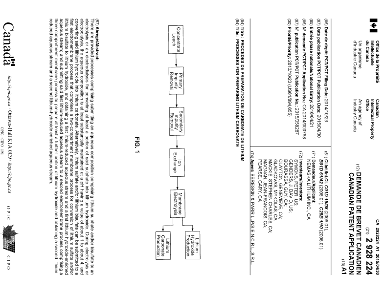 Canadian Patent Document 2928224. Cover Page 20151205. Image 1 of 1