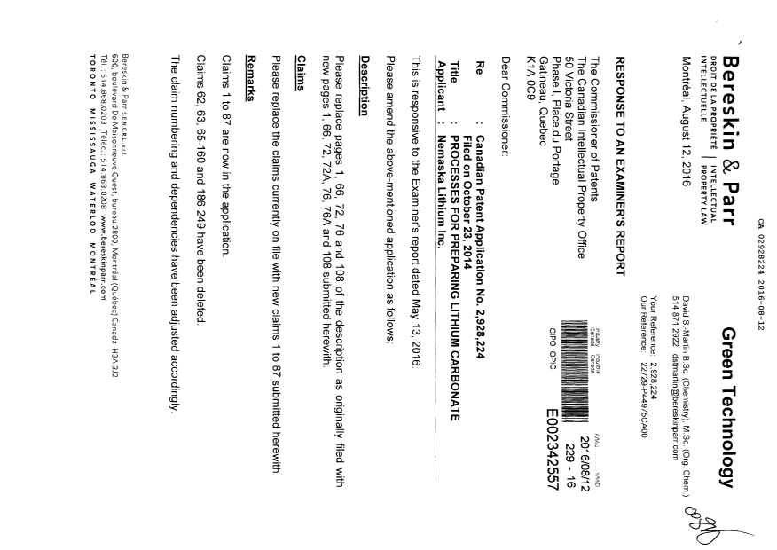 Document de brevet canadien 2928224. Poursuite-Amendment 20151212. Image 1 de 27
