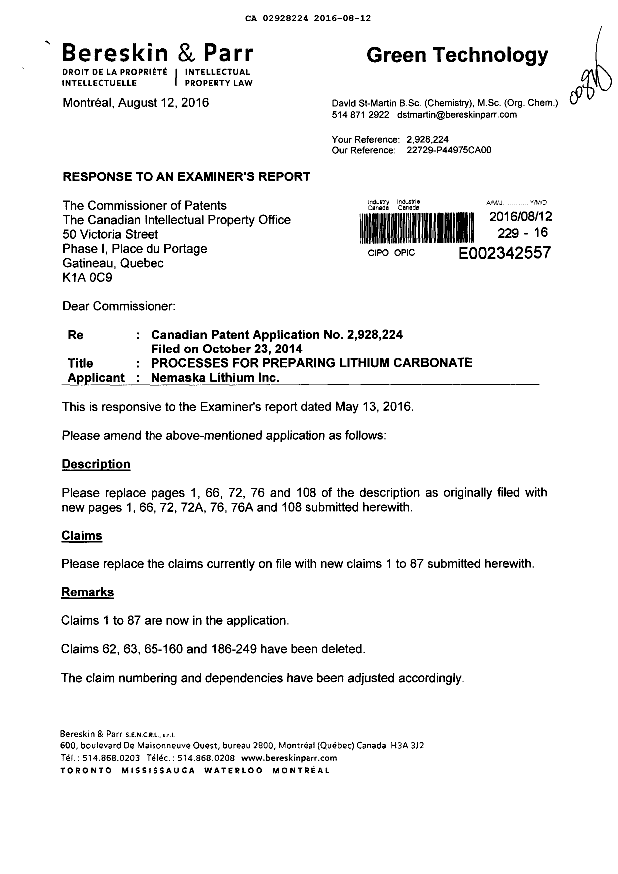 Canadian Patent Document 2928224. Prosecution-Amendment 20151212. Image 1 of 27
