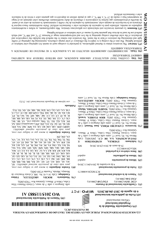 Document de brevet canadien 2929730. Modification - Abrégé 20160504. Image 1 de 1
