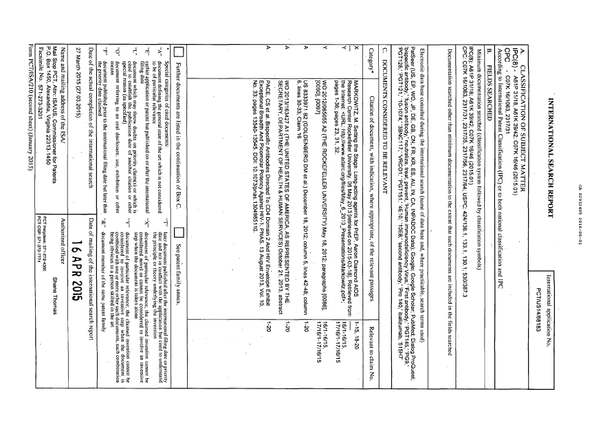 Document de brevet canadien 2932405. Rapport de recherche internationale 20160601. Image 1 de 2