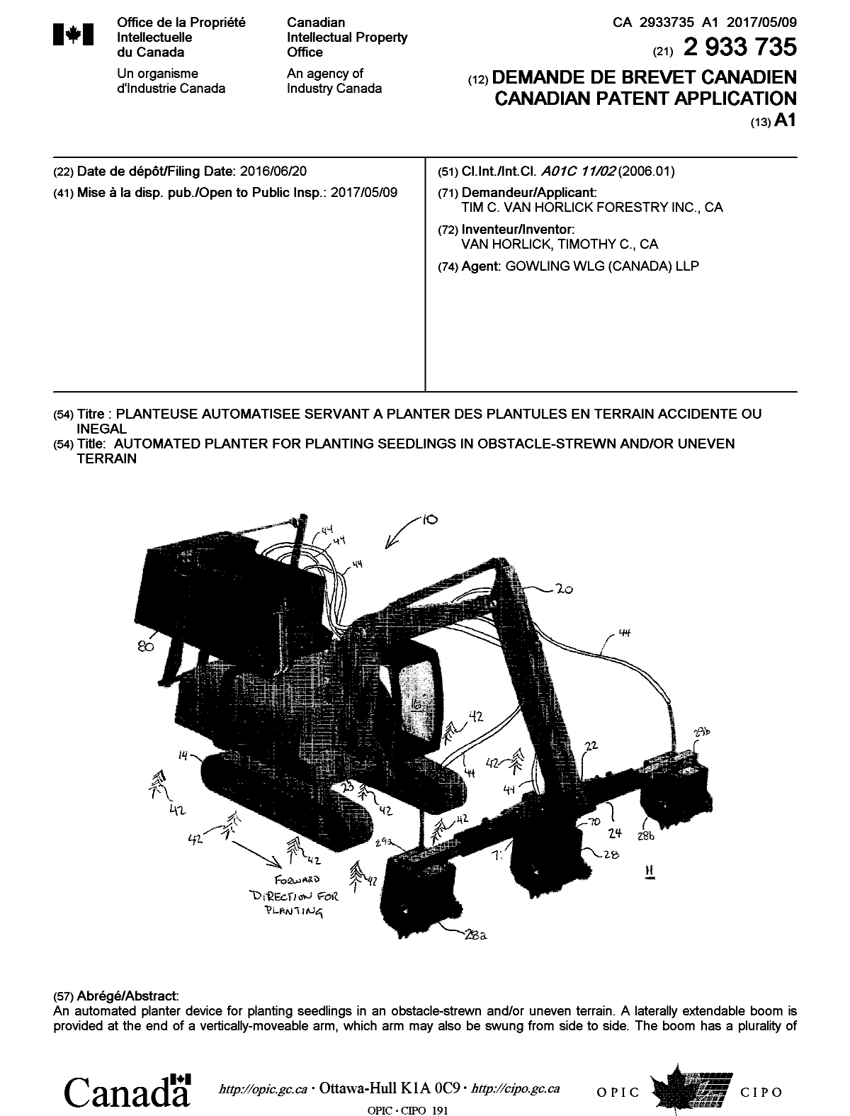 Document de brevet canadien 2933735. Page couverture 20161205. Image 1 de 2