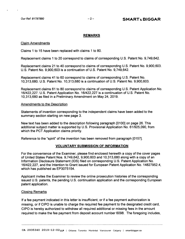 Canadian Patent Document 2935340. Amendment 20191202. Image 2 of 36