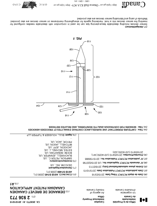 Canadian Patent Document 2936773. Cover Page 20151207. Image 1 of 2