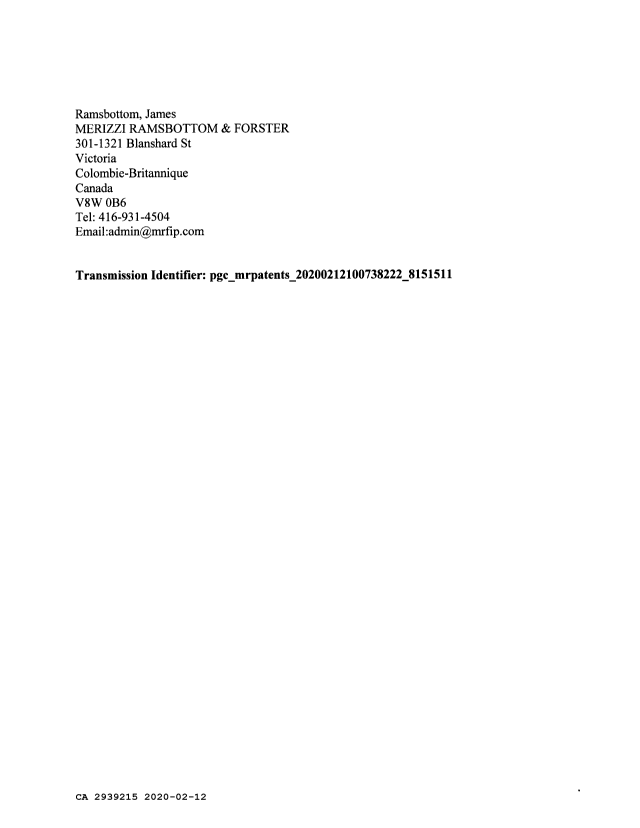 Document de brevet canadien 2939215. Requête d'examen 20200212. Image 2 de 238