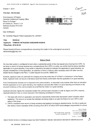 Document de brevet canadien 2943941. Correspondance reliée aux formalités 20181001. Image 1 de 3