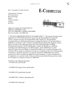 Document de brevet canadien 2950270. Demande d'entrée en phase nationale 20151224. Image 1 de 8