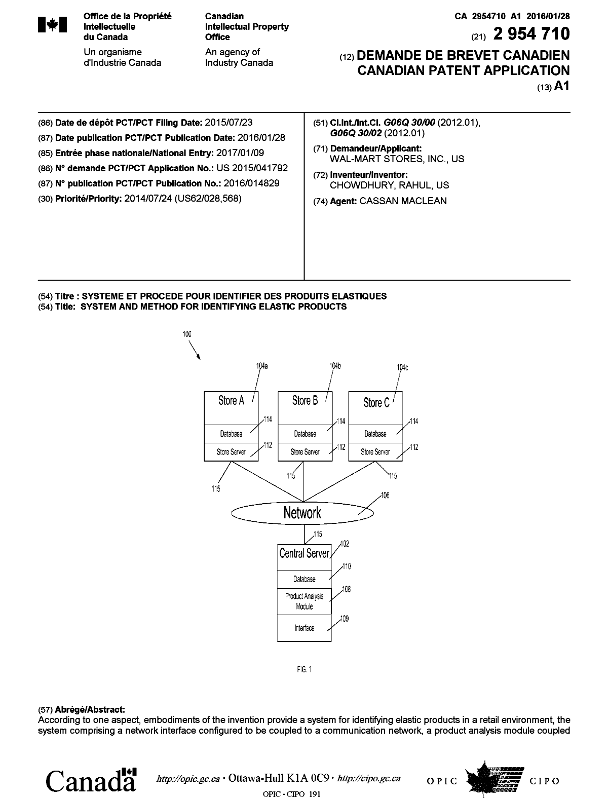Document de brevet canadien 2954710. Page couverture 20170120. Image 1 de 2