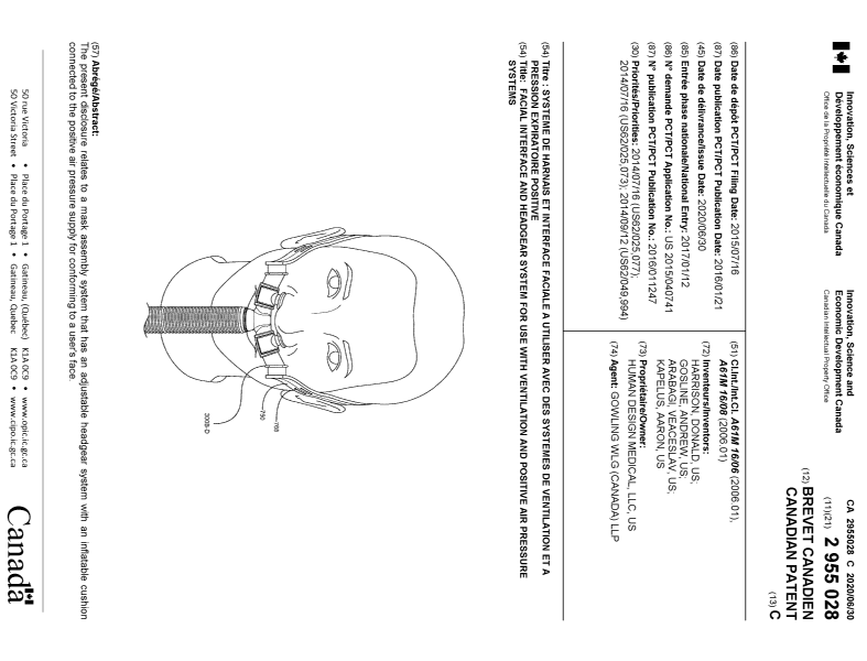 Canadian Patent Document 2955028. Cover Page 20200604. Image 1 of 1