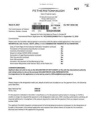 Document de brevet canadien 2960824. Demande d'entrée en phase nationale 20170309. Image 1 de 3
