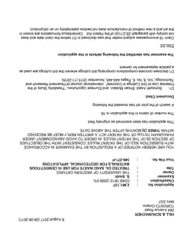 Document de brevet canadien 2961137. R30(2) Requête de l'examinateur 20161208. Image 1 de 6
