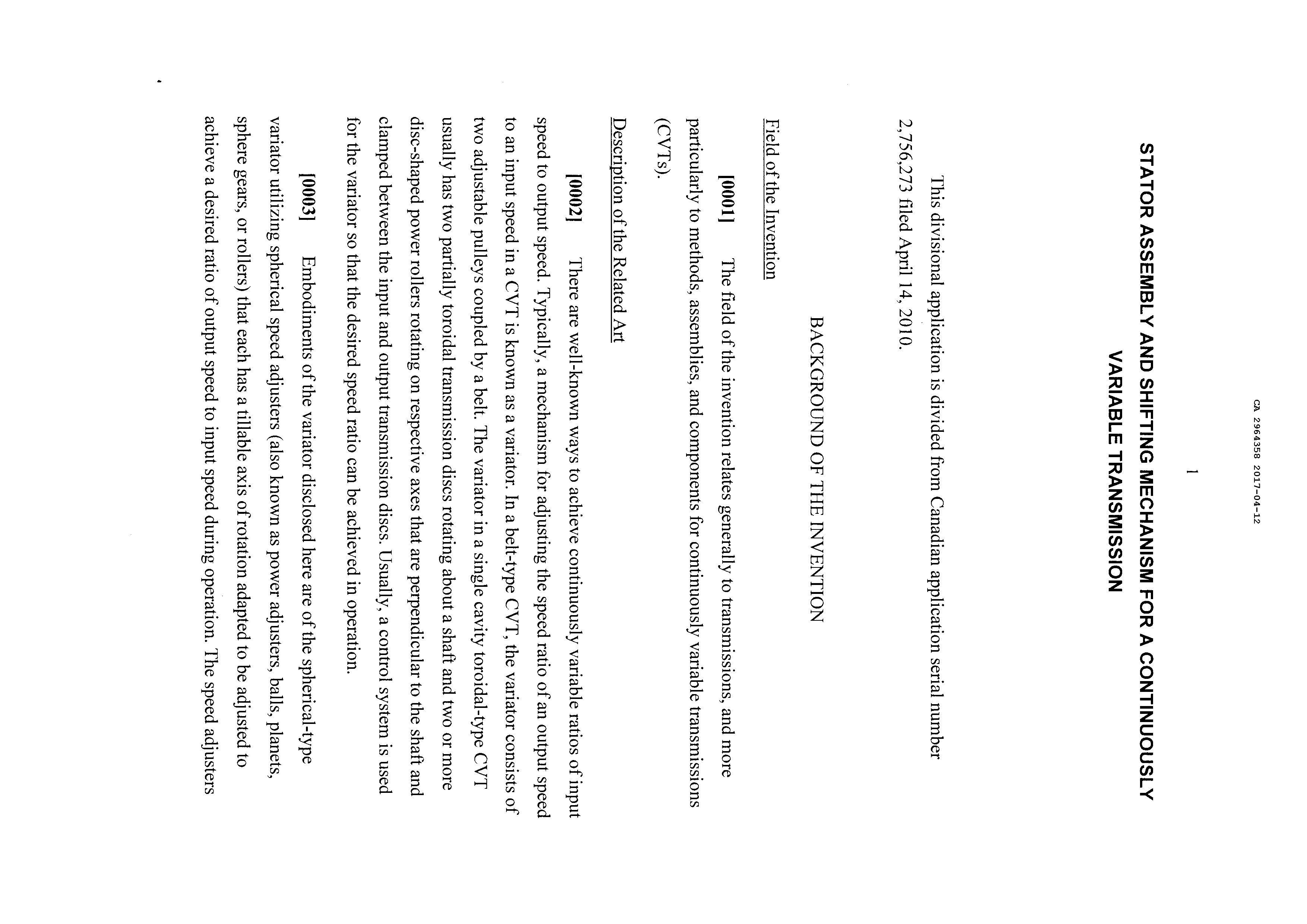 Canadian Patent Document 2964358. Description 20161212. Image 1 of 44