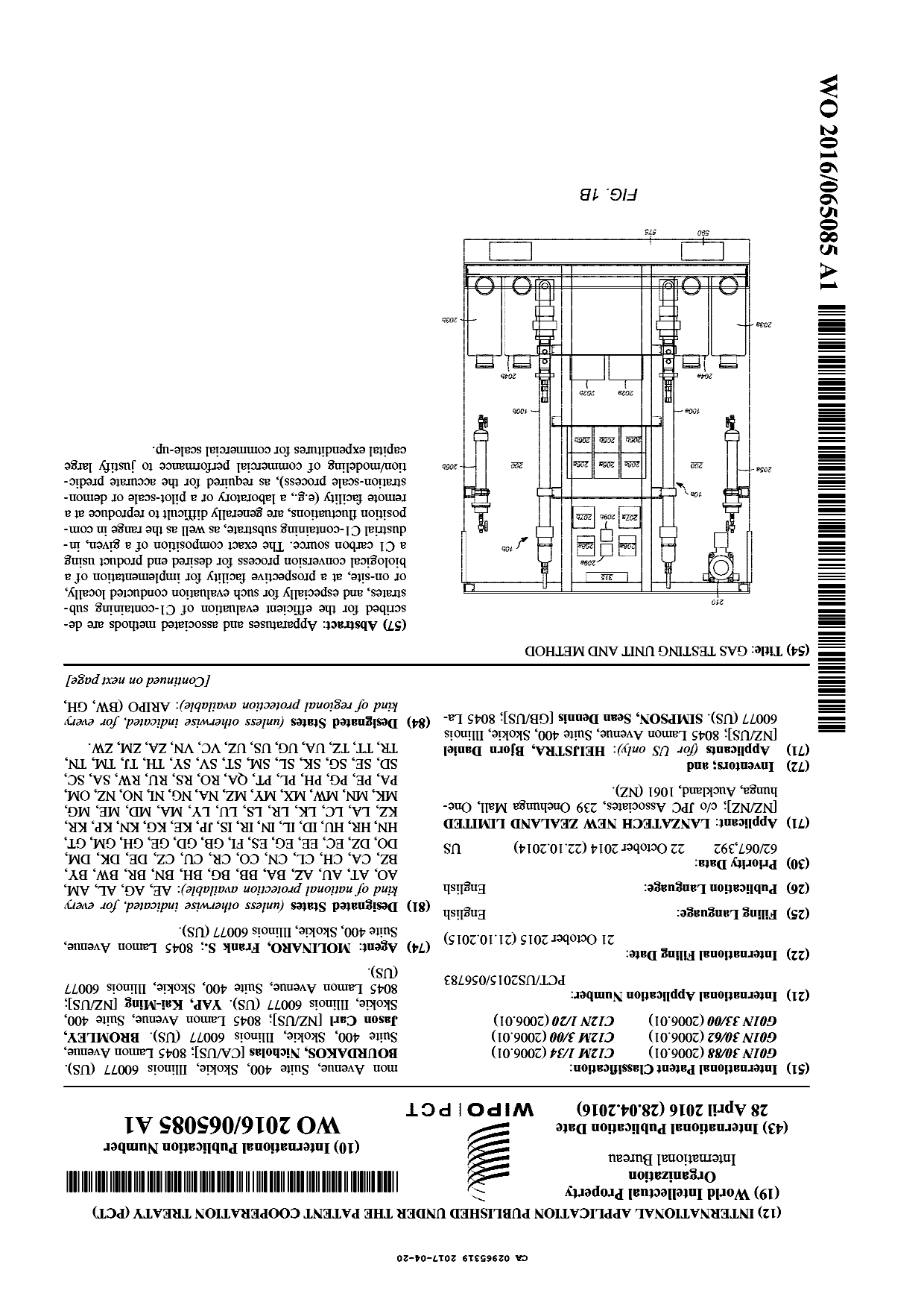 Document de brevet canadien 2965319. Abrégé 20161220. Image 1 de 2