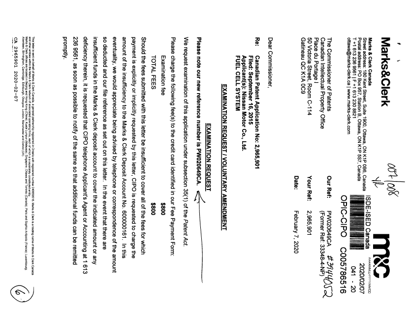 Canadian Patent Document 2965901. Amendment 20200207. Image 1 of 6