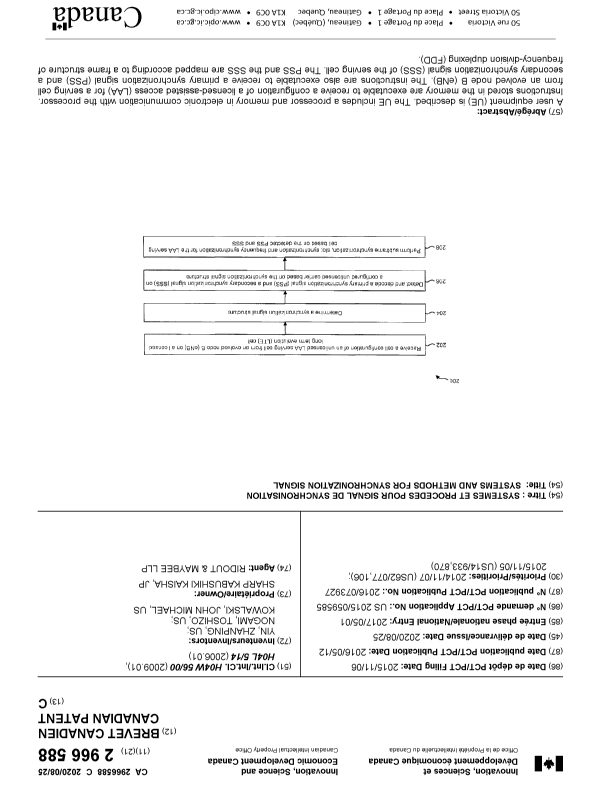 Canadian Patent Document 2966588. Cover Page 20200804. Image 1 of 1