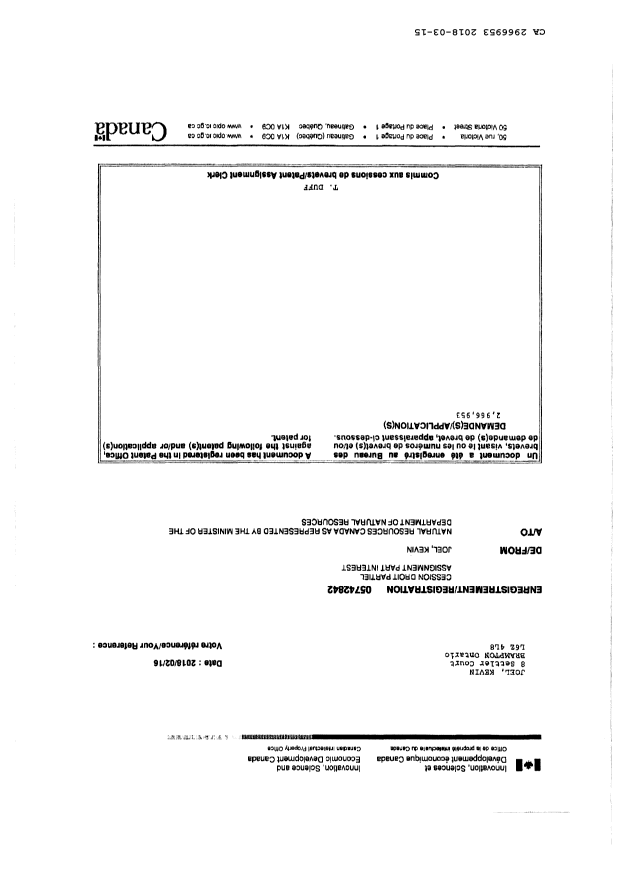 Document de brevet canadien 2966953. Modification au demandeur-inventeur 20171215. Image 7 de 7