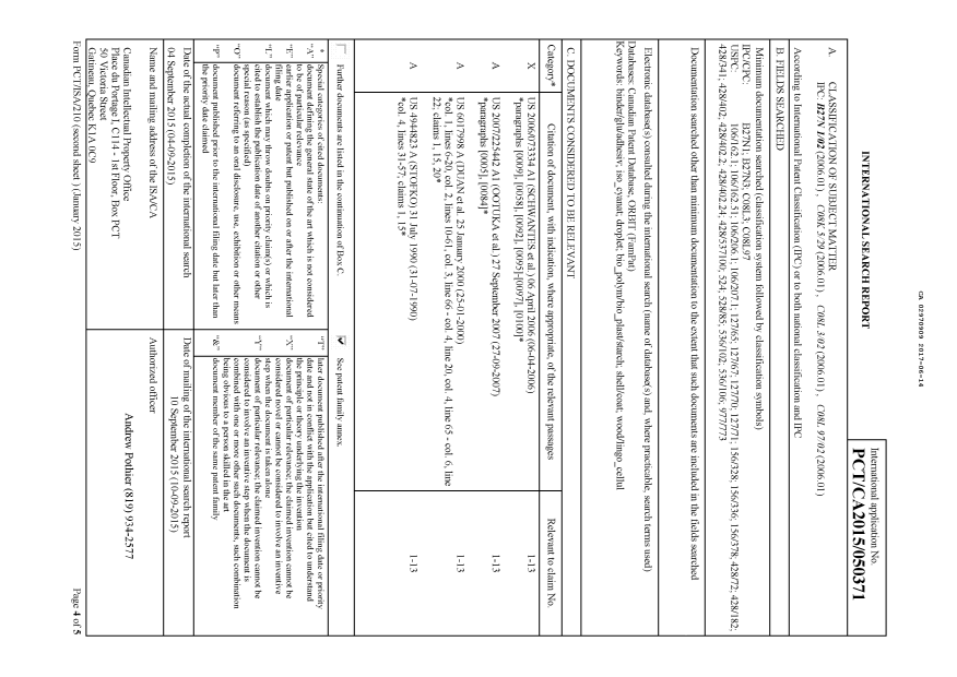 Document de brevet canadien 2970909. Rapport de recherche internationale 20170614. Image 1 de 3
