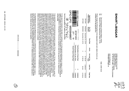 Canadian Patent Document 2972348. Maintenance Fee Payment 20191003. Image 1 of 3